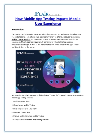 How Mobile App Testing Impacts Mobile User Experience