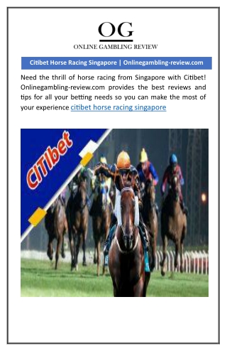 Citibet Horse Racing Singapore | Onlinegambling-review.com