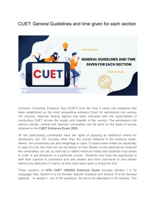 CUET_ General Guidelines and time given for each section