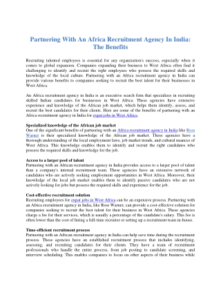 Partnering With An Africa Recruitment Agency In India_ The Benefits