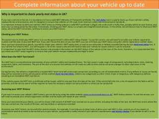 Complete information about your vehicle up to date