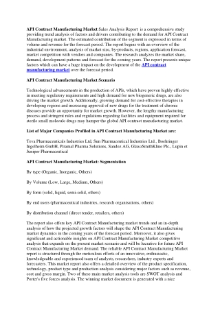 API Contract Manufacturing Market