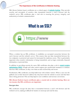 The Importance of SSL Certificates in Website Hosting