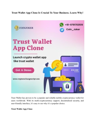 Trust Wallet App Clone Is Crucial To Your Business. Learn Why!