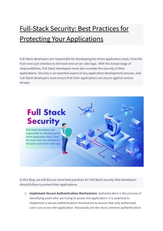 Full-Stack Security_ Best Practices for Protecting Your Applications