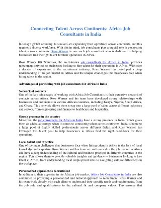 Connecting Talent Across Continents_ Africa Job Consultants in India
