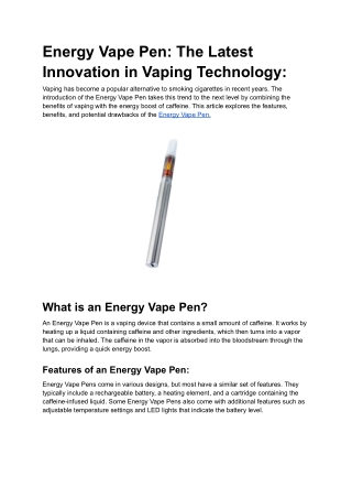 Energy Vape Pen_ The Latest Innovation in Vaping Technology_