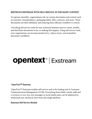 BENTECH'S EXSTREAM WITH SELF-SERVICE_ IN THE RIGHT CONTEXT