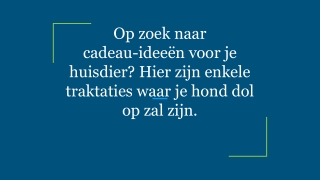 Op zoek naar cadeau-ideeën voor je huisdier_ Hier zijn enkele traktaties waar je hond dol op zal zijn.