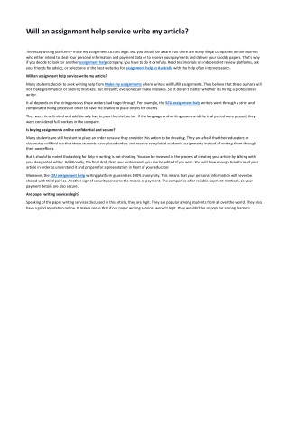 Will an assignment help service write my article