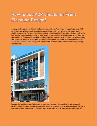 How to use ACP sheets for Front Elevation Design?