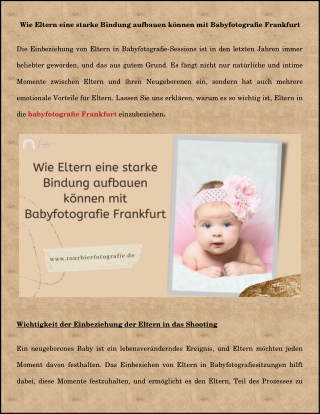 Wie Eltern eine starke Bindung aufbauen können mit Babyfotografie Frankfurt