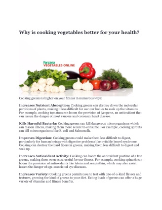 Why is cooking vegetables better for your health