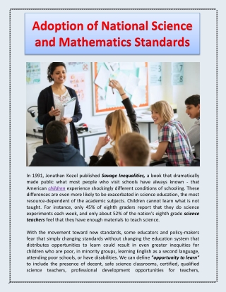 Adoption of National Science and Mathematics Standards