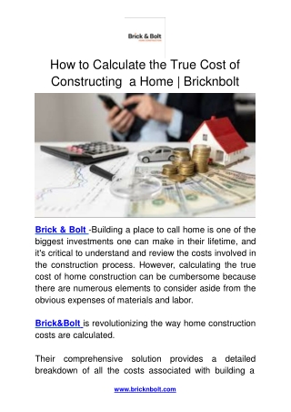 How to Calculate the True Cost of Constructing  a Home  Bricknbolt