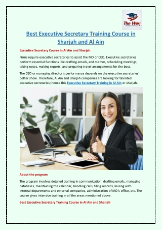 Best Executive Secretary Training Course in Sharjah and Al Ain