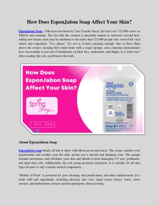 How Does EsponJabon Soap Affect Your Skin?
