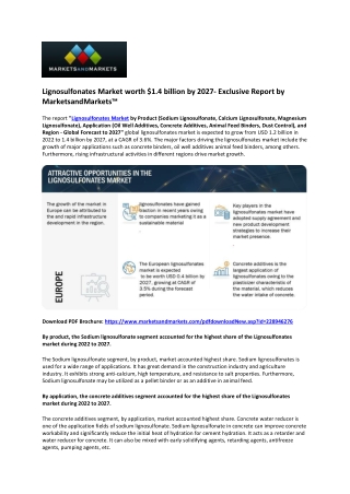 Lignosulfonates Market Calculate to Reach $1.4 Billion by 2027, MarketsandMarket