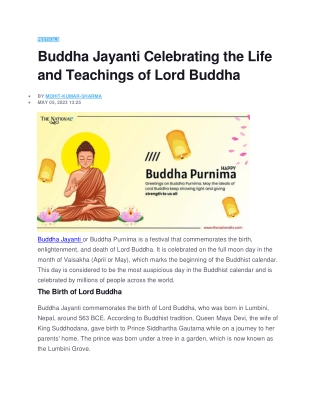 Buddha Jayanti Celebrating the Life and Teachings of Lord Buddha