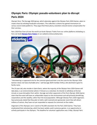 Olympic Paris Olympic pseudo-volunteers plan to disrupt Paris 2024