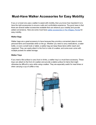 Must-Have Walker Accessories for Easy Mobility