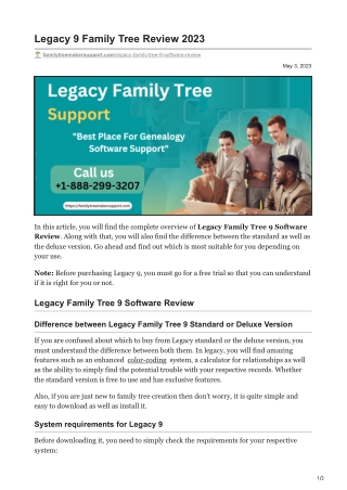 Legacy 9 Family Tree Review 2023