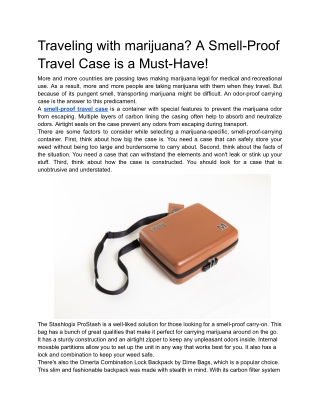 Traveling with marijuana_ A Smell-Proof Travel Case is a Must-Have!