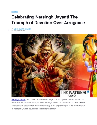 Celebrating Narsingh Jayanti The Triumph of Devotion Over Arrogance