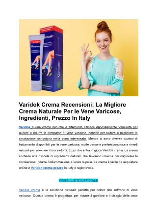 Varidok Crema Recensioni_ La Migliore Crema Naturale Per le Vene Varicose, Ingredienti, Prezzo In Italy