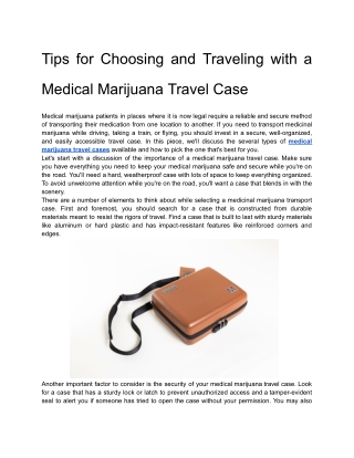 Tips for Choosing and Traveling with a Medical Marijuana Travel Case