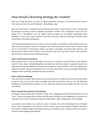 How Should a Branding Strategy Be Created_