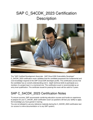 SAP C_S4CDK_2023 Certification Description