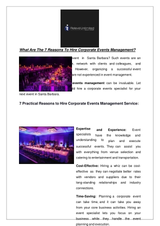 What Are The 7 Reasons To Hire Corporate Events Management?