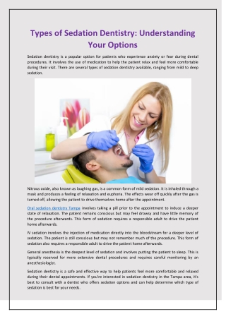 Types of Sedation Dentistry: Understanding Your Options
