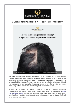 6 Signs You May Need A Repair Hair Transplant