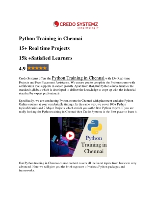 Python Training in Chennai-credo systemz
