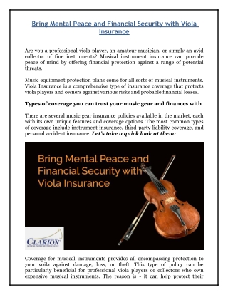 Bring Mental Peace and Financial Security with Viola Insurance