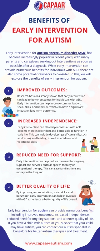 Benefits of Early Intervention for Autism - Autism Treatment Banglore - CAPAAR