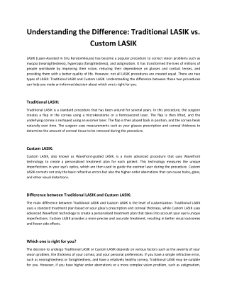 Understanding the Difference_ Traditional LASIK vs Custom LASIK