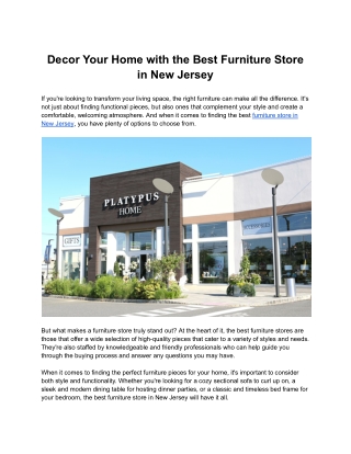 Decor Your Home with the Best Furniture Store in New Jersey