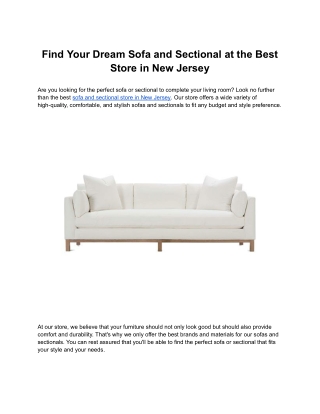 Find Your Dream Sofa and Sectional at the Best Store in New Jersey