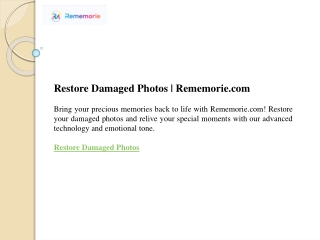 Restore Damaged Photos  Rememorie.com