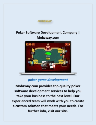 Poker Game Development Company | Mobzway.com