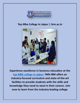 Top Mba College In Jaipur | Iirm.ac.in