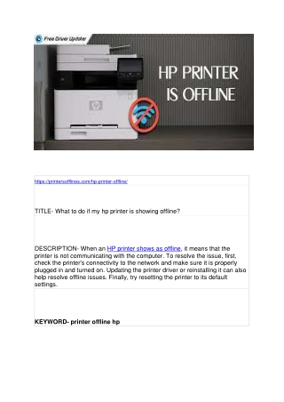 What to do if my hp printer is showing offline?