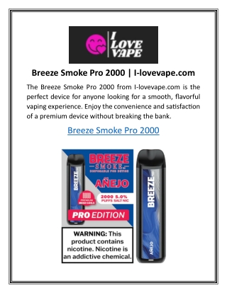 Breeze Smoke Pro 2000 I-lovevape