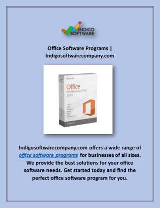 Office Software Programs | Indigosoftwarecompany.com