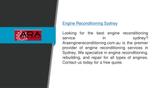 Engine Reconditioning Sydney  Araenginereconditioning.com.au