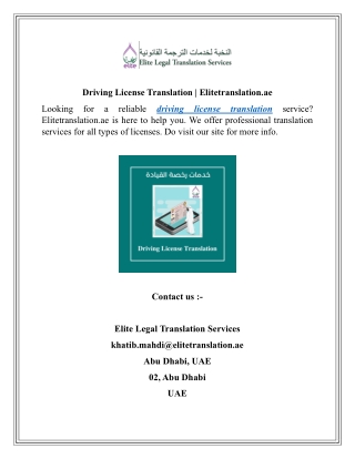 Driving License Translation  Elitetranslation.ae