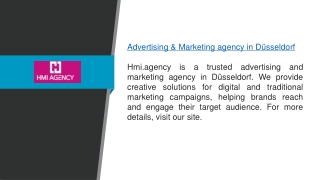 Advertising & Marketing Agency In Düsseldorf  Hmi.agency